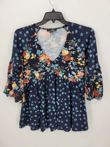 Suzanne Betro Top Damen bunt gemischt Blumen 3/4 Arm Empire Taille Boho - Bild 1 von 10