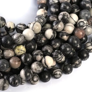 Natural Black Spider Web Jasper Gemstone 4 MM Round Smooth Beads Strand 15.5" - Picture 1 of 6