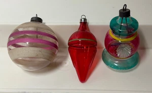 3 adornos navideños de colección Brite brillante a rayas de vidrio sangrado sin plata LEER - Imagen 1 de 5