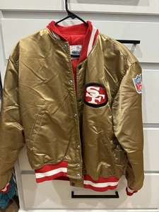 SF 49ers Pro Line Starter 1980's Satin Bomber Jacket Size L Made In USA Vintage - Picture 1 of 20
