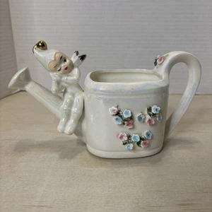 Vintage Lefton Pearl Irredecent Lusterware Pixie Fairy Elf Planter 50479 8x4.75 - Picture 1 of 8