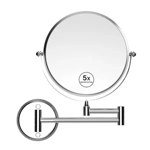 Wall Mounted Magnifying Mirror 8 Inch with 1X/5X Dual Sided Zoom & Extendable Ar - Picture 1 of 4