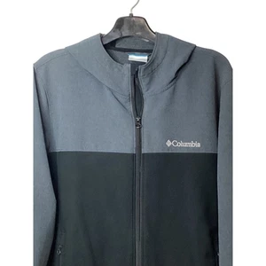 Columbia Mens Full Zip Hooded Softshell Jacket Gray Black Colorblock - Picture 1 of 13