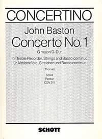 Concerto No. 1 G Major John Baston Score Treble Recorder, Strings and Basso Cont - Image 1 of 3
