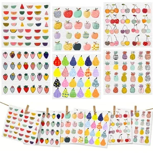 Paños de cocina suecos reutilizables 6 piezas con lindos diseños coloridos de frutas de dibujos animados - Imagen 1 de 23