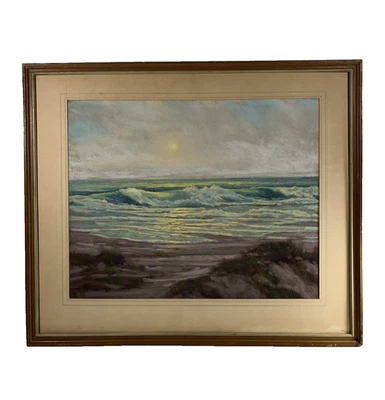 RAYMOND NOTT COSTA DE CALIFORNIA PINTURA ANTIGUA LISTADA A LA LUZ DE LA LUNA DE COLECCIÓN Foto 1 de 4