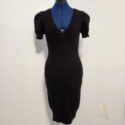 Moda International Y2K Black Angora Sweater Dress Size S - Image 1 of 4