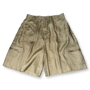 Vintage Ralph Lauren Petite Linen Tan Utility Shorts Fits 26” - Picture 1 of 6