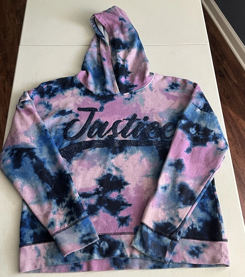 Justice Girls Crewneck Pink and Blue Tie-Dye Hoodie, Size XL - Image 1 of 4