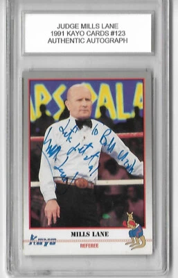 JUDGE MILLS LANE 1991 Kayo Boxing RC Rookie INSCRIPTION On Card Auto Autograph - Image 1 of 2