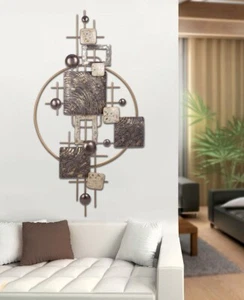 84271 Wandrelief Orbit Metall anthrazitfarben goldfarben 160 x 80 x 8cm - Bild 1 von 2