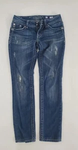 Miss Me Jeans Womens Sz 27 Blue Distressed Denim 28x30 29x29 28x29 - Picture 1 of 15