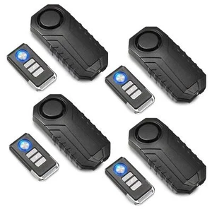 4PK Loud 113dB Wireless Bike Alarm Anti-Theft Vibration Remote Motorcycle Secure - Picture 1 of 12