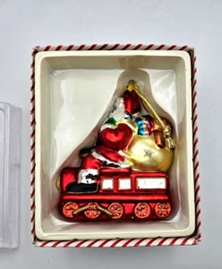 Mundgeblasener Weihnachtsmann im Zug Weihnachtsschmuck Abt. 56 im Karton - Bild 1 von 7