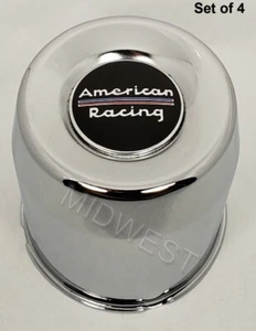 4 New American Racing Chrome 4.25 Bore Push Thru Wheel Rim Center Caps 1425002 - Picture 1 of 5