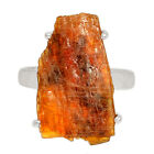 Natural Orange Kyanite Rough 925 Sterling Silver Ring Jewelry S.8 Cr20906