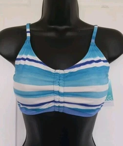 NWT Girls Swimwear Tank Top Size 14 Blue Striped By Outdoor Oasis - Picture 1 of 6
