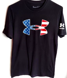 Camiseta Under Armour Freedom talla S negra diseño bandera estadounidense algodón y polietileno - Imagen 1 de 6