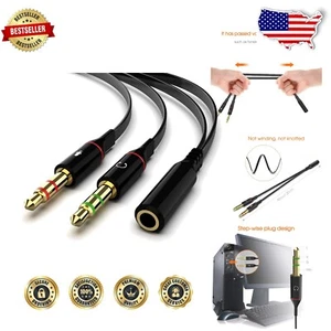 High-Quality 3.5mm Headphone Splitter Adapter for Dual Audio & Mic Connections - Picture 1 of 10