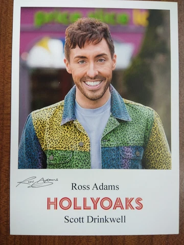 ROSS ADAMS *Scott Drinkwell* HOLLYOAKS PRE-SIGNED AUTOGRAPH FAN CAST PHOTO CARD Cover