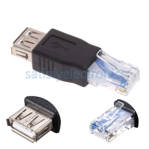 2PCS USB A Female To 10/100Mbps Ethernet LAN RJ45 Male Network Adapter Connector - Picture 1 of 4