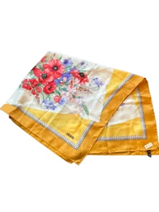 NWT L Apostrofo Rosa Womens Yellow Floral Pure Silk Square Shape Scarf One Size - Picture 1 of 7