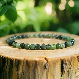 Natural Moss Agate 4mm Beads Healing Anxiety Relief Balance Woman Man Bracelet - Picture 1 of 3