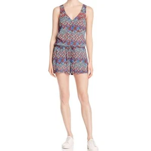 ELLA MOSS NEW Women's Multicolor Kaliso Printed Drawstring Romper L TEDO - Picture 1 of 2