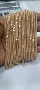 BROWN ZIRCON RONDELLE FACETED 3MM GEMSTONE BEADS 18"INCH 1 NECKLACE - Picture 1 of 15