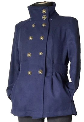 Celebrity Pink Navy Blue Double Breasted Peacoat w/Pockets-New-Size Medium - Image 1 of 4