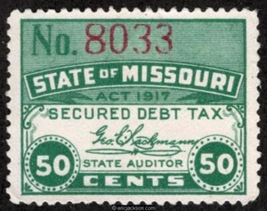 MISSOURI DOCUMENTARY TAX Revenue - SCD6 Unused, VF - Picture 1 of 1