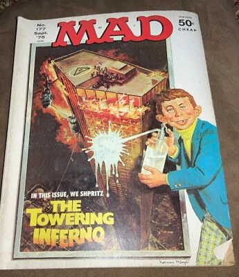 MAD MAGAZINE #177 (EC Comics 1975) -- Bronze Age Towering Inferno Cover -- FN- - Image 1 of 3