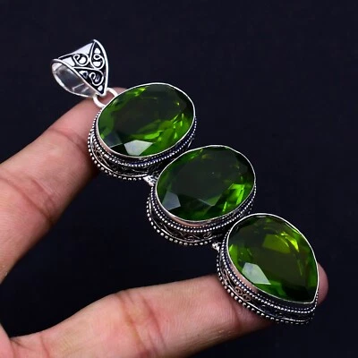 Peridot Gemstone Handmade 925 Sterling Silver Pendant August Birthstone  - Image 1 of 4