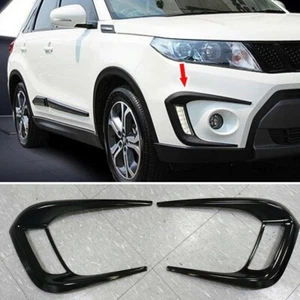 Shiny Black For SUZUKI VITARA 2016-2018 Front Fog Light Cover Trim ABS - Picture 1 of 10