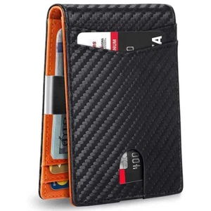 Wallet RFID Blocking Mens Slim Wallet with Money Clip Leather Wallet Anti-scan - Picture 1 of 19