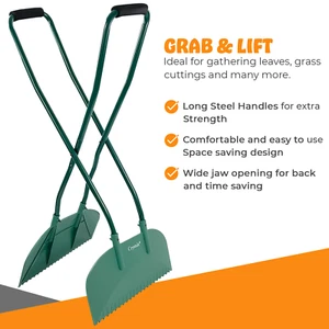Long Handled Leaf Collecting Rake Grabs Garden Leaves Tidy Collector Grabber - Picture 1 of 9