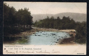 NAUGATUCK RIVER CONNECTICUT POSTAL 1905 ROTÓGRAFO Lago árboles agua - Imagen 1 de 2