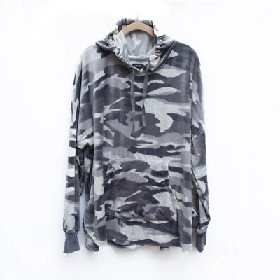 Sudadera con Capucha Mujer 2X Gris Camuflaje ULTRA SUAVE Terciopelo Canguro Bolsillo Escuela Foto 1 de 4