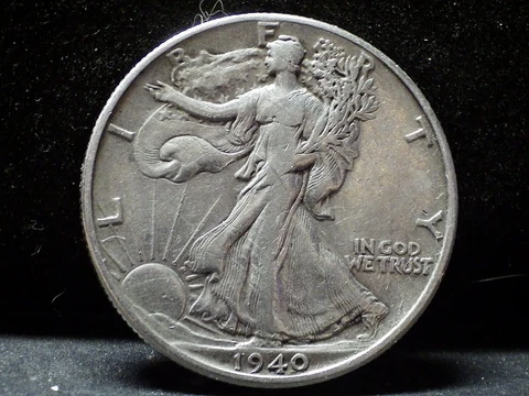 1940  Walking Liberty half dollar SILVER COIN fine condition Cover