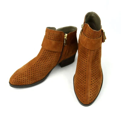 NUEVO Array Cuero Cremallera Lateral Botines Tacones con Hebilla Marrón 7.5 Foto 1 de 4