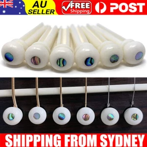 Acoustic Guitar Bridge Pins, 6PCS White Bone Bridge Pins Inlaid 3mm Abalone Dot - Picture 1 of 7
