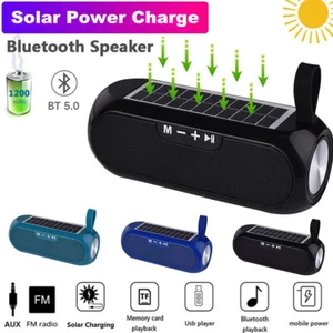 Bluetooth Speakers Wireless Stereo Solar Power Loudspeaker FM Radio Aux TF USB - Picture 1 of 17