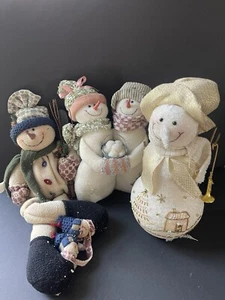 Schneemann Plüsch Stofftier Figuren Konvolut (3) Volkskunst Bauernhaus rustikal Cottagecore - Bild 1 von 5