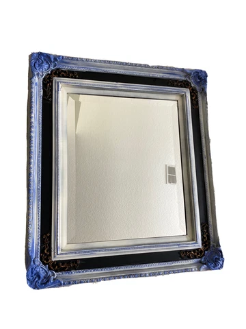 Timeless Reflections French Victorian Black/Blue/White Wall Accent Mirror 35x31 Cover