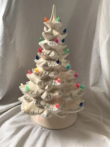 Vintage Arnels White Pearlescent Ceramic Christmas Tree Base Colored Lights 19” - Picture 1 of 24