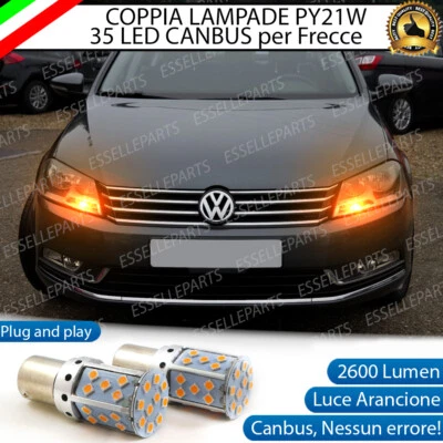 COPPIA LAMPADE FRECCE ANTERIORI LED VW PASSAT B7 CON FARI ALOGENI PY21W CANBUS - Immagine 1 di 4