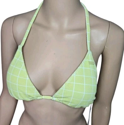 NUEVO CON ETIQUETAS ROXY XL Verde Salado Brillo Tiki Bikini Top Verano Playa Natación Bronceado Foto 1 de 4