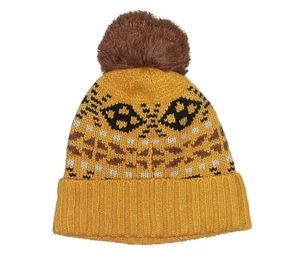 JW ANDERSON x Uniqlo Yellow/Brown Pom Pom HeatTech Wool Blend Beanie - One size - Picture 1 of 3