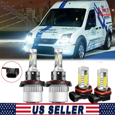 Для 2010-2013 Ford Transit Connect 6000K светодиодные фары + противотуманные фары комбинированные лампы - Изображение 1 из 4