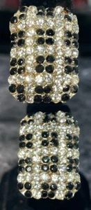 Vintage Silver Tone Clear & Black Rhinestone Clip On Earrings Jewelry XP-24 - Picture 1 of 6
